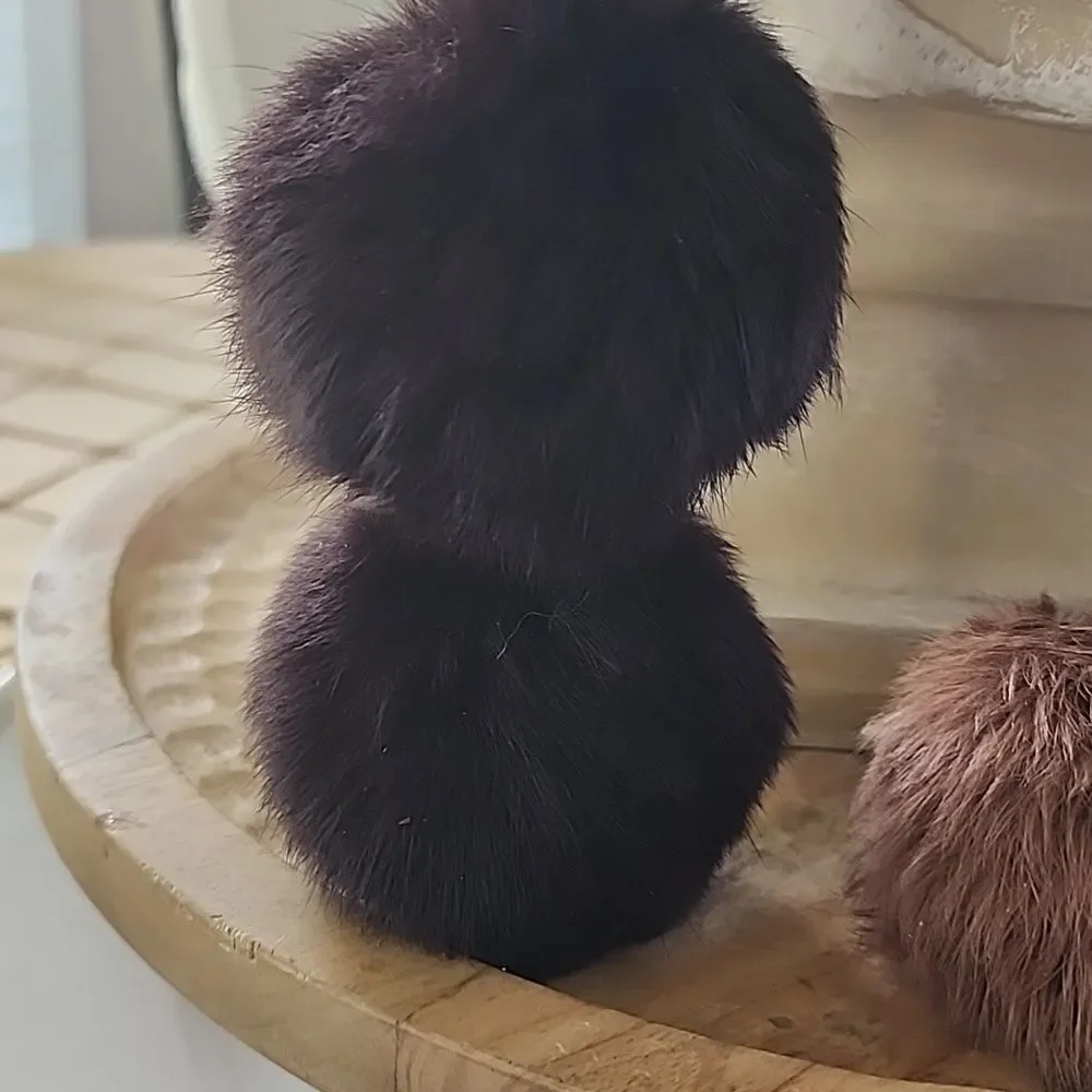 Faux Fur Puff Stoll Chocolate Brown